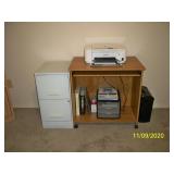 2 Drawer File Cabinet ; Printer stand ; Printer.