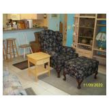 Wing Back Chair with Ottoman ; 1 of 2 End Table