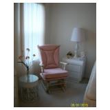 side table, glider chair and 1 of 2 nite table(s)