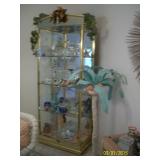 Tall Brass and glass curio cabinet