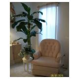 Occasional swivel chair, Faux tree and small table