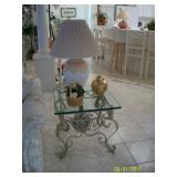 Metal and glass end table