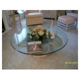 Rattan Lotus glass topped coffee table
