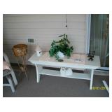 plant stand, white bench