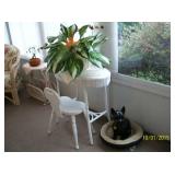 Wicker vanity and chair