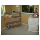 light wood file cabinetand light oak bookcase