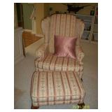 Wing back chair with ottoman