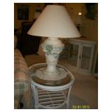  Lamp and 2nd oval rattan and glass end table