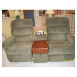 Lazyboy recliner love seat with center console