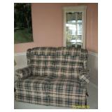 Lazyboy Plaid recliner love seat
