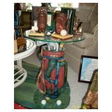 Golf bag and glass end table
