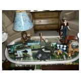 Rattan and glass coffee table