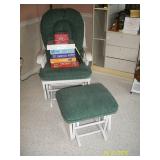 White and green glider rocker and ottoman