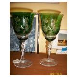 Green cut to clear cyrstal wine goblets