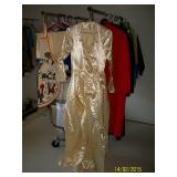 Vintage champange satin wedding dress