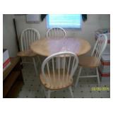 Round drop leaf kitchen table with 4 chairs