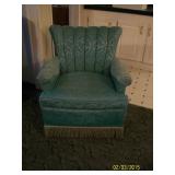 Vintage upholstered fringe bottom chair