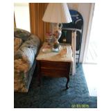 2nd marble topped end table with vintage lamp