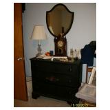 Antique/vintage Small 2 drawer dresser with matching shield mirror