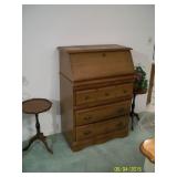 pair of small pie crust tables, drop front desk