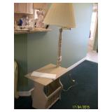 End table / magazine rack with lamp