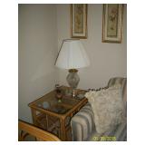 1 of 2 Rattan and glass end table