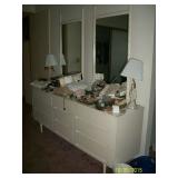 Painted Mid-century 9 drawer dresser with 2 mirrors