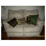 Micro suede reclining love seat