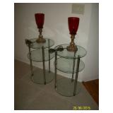Pair of metal and glass side tables