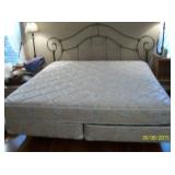 King bed with metal headboard