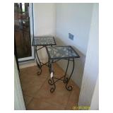2 - metal and glass side tables