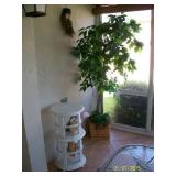 Light up Faux ficus tree, wood bird cage