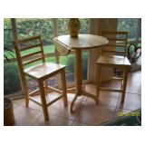 Wood cafe table with 2 chairs and drop leaf sides