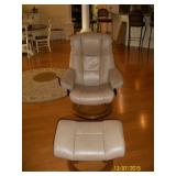 2nd Leather Stressless recliner chair and ottoman with attached side table