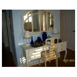 Ladies desk, Arched mirror and painted chair