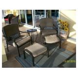 Pair of chairs and ottomans