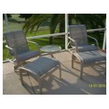 Tropitone (2) swivel chairs and side table