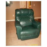 1 of 2 Green leather recliners
