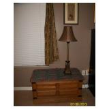small hope chest, lamp
