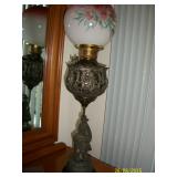 Antique oil lamp converted to electric