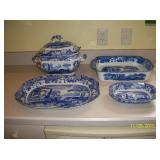 Spode Blue Italian Soup tureen, Lasagna pan, 16" platter and oval serving bowl