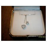 B B & B necklace 14k white gold and 22 diamonds set in hearts
