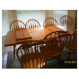 Refractory dining table with 2 leaf and 8 chairs