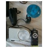Polaroid Wink light, Sears Multiflector, Polaroid flash model 268, Vivitar scope
