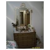 American of Martinsville 3 drawer dresser, Painted white mirror