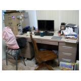 Metal desk and filing cabinet