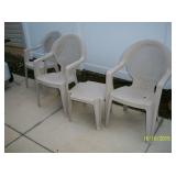 plastic chairs and end table
