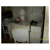 Desk, wicker chair , wicker room screen