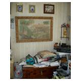 Primitive picture on cloth in frame