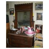 Antique pink marble top dresser